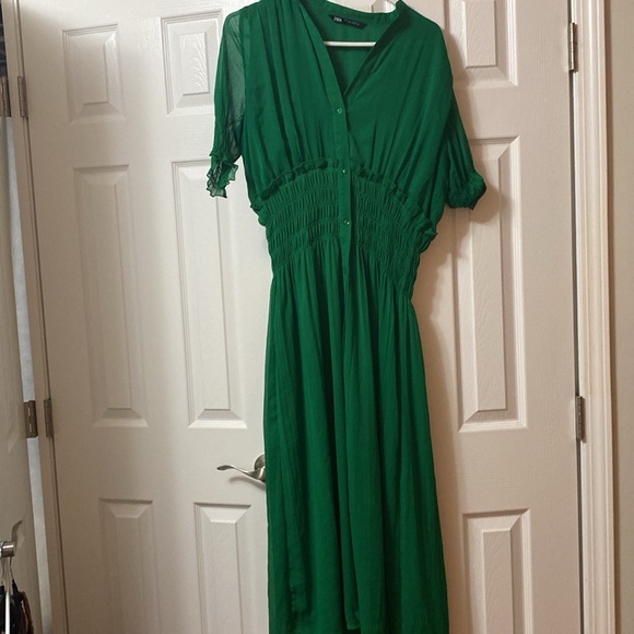 Zara Green Button Up Dress - Picture 3 of 3